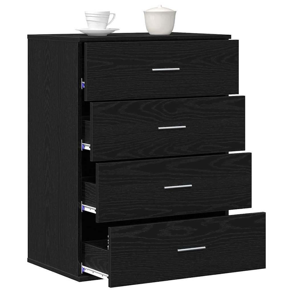 Serviesskap med skuff Svart Eik 60 x 39 x 80 cm Konstruert tre