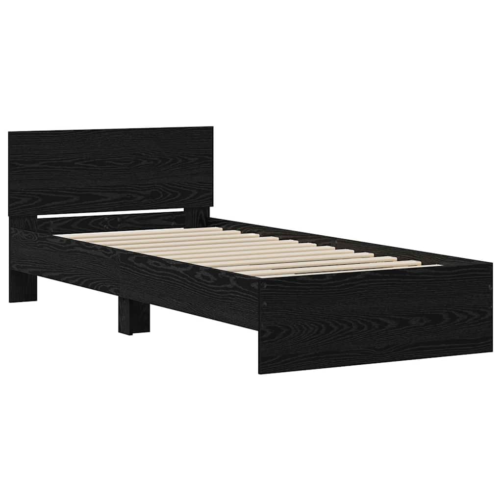 Sengestamme med hodegjerde Svart Eik 90 x 190 cm Konstruert tre