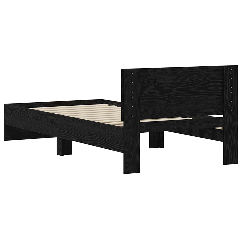 Sengestamme med hodegjerde Svart Eik 75 x 190 cm Konstruert tre