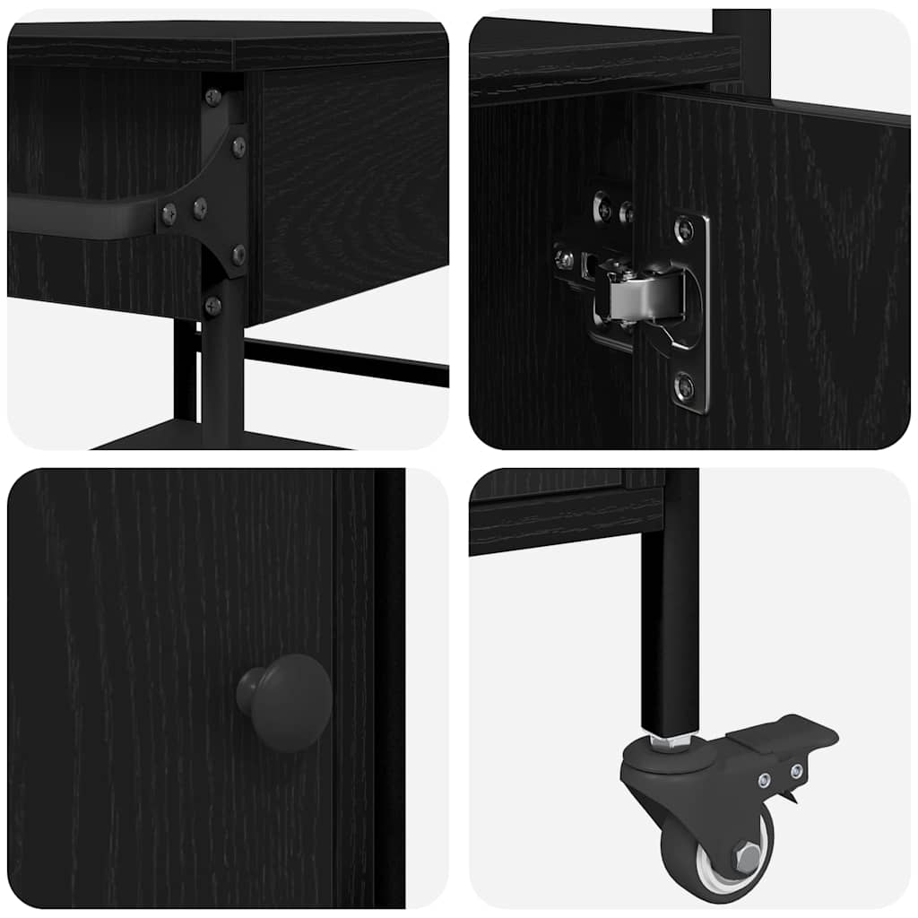 Kjøkkenvogn Svart Eik 56 x 43 x 89,5 cm Konstruert tre