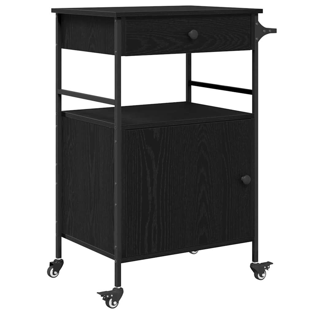 Kjøkkenvogn Svart Eik 56 x 43 x 89,5 cm Konstruert tre
