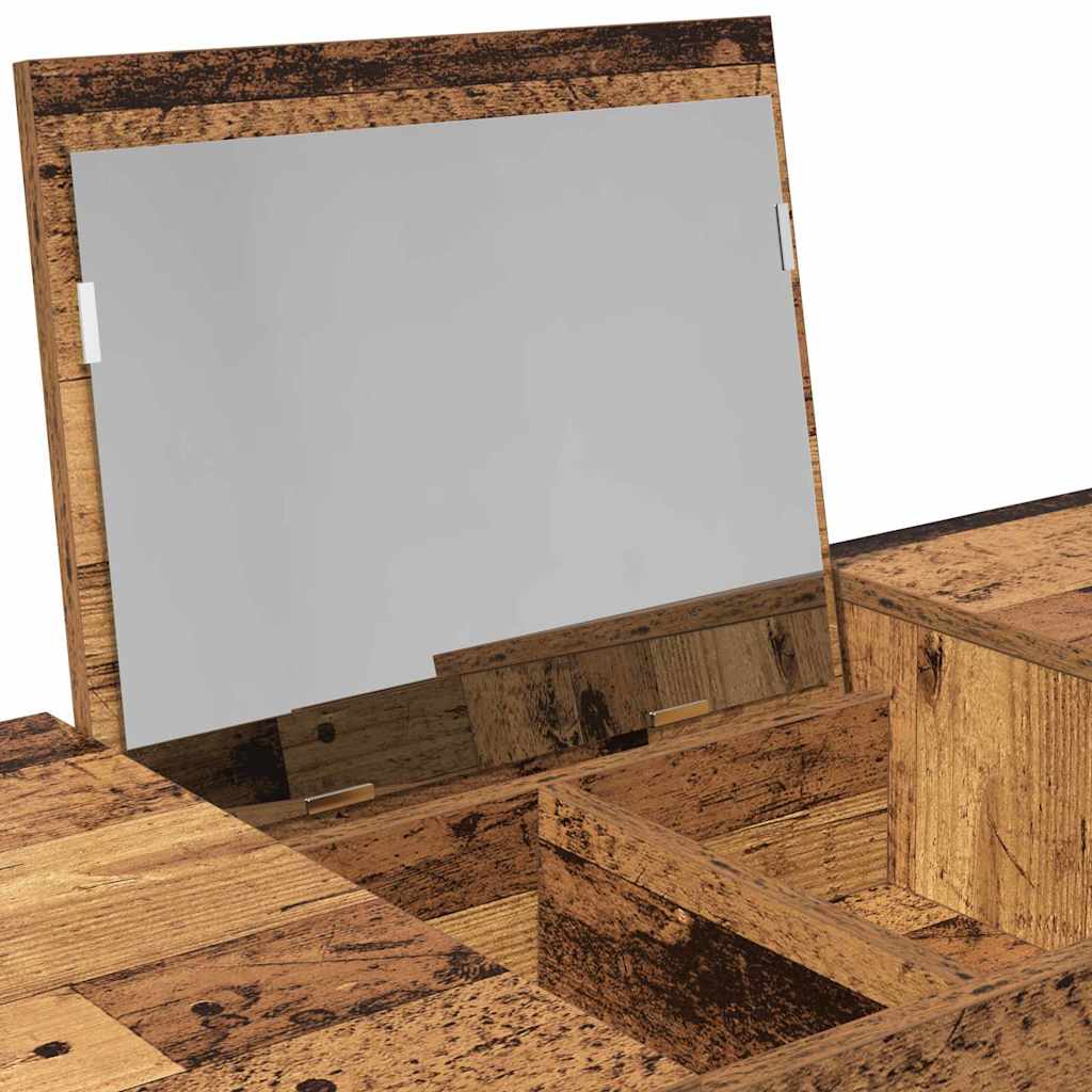 Kosmetikkbord med skuff med speil Gammelt tre 100 x 45 x 76 cm