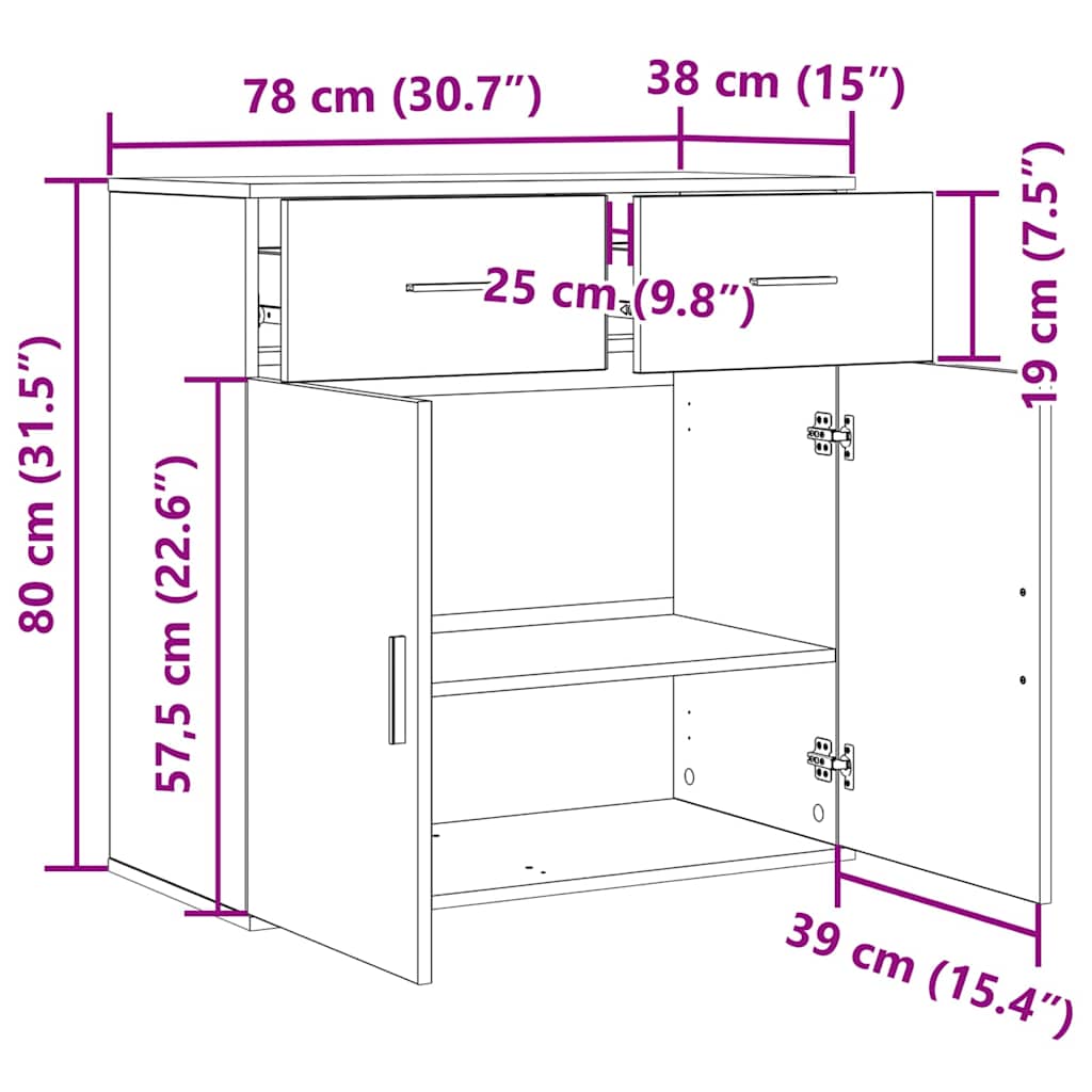 Serviesskap Artisan Eik 78 x 38 x 80 cm Konstruert tre