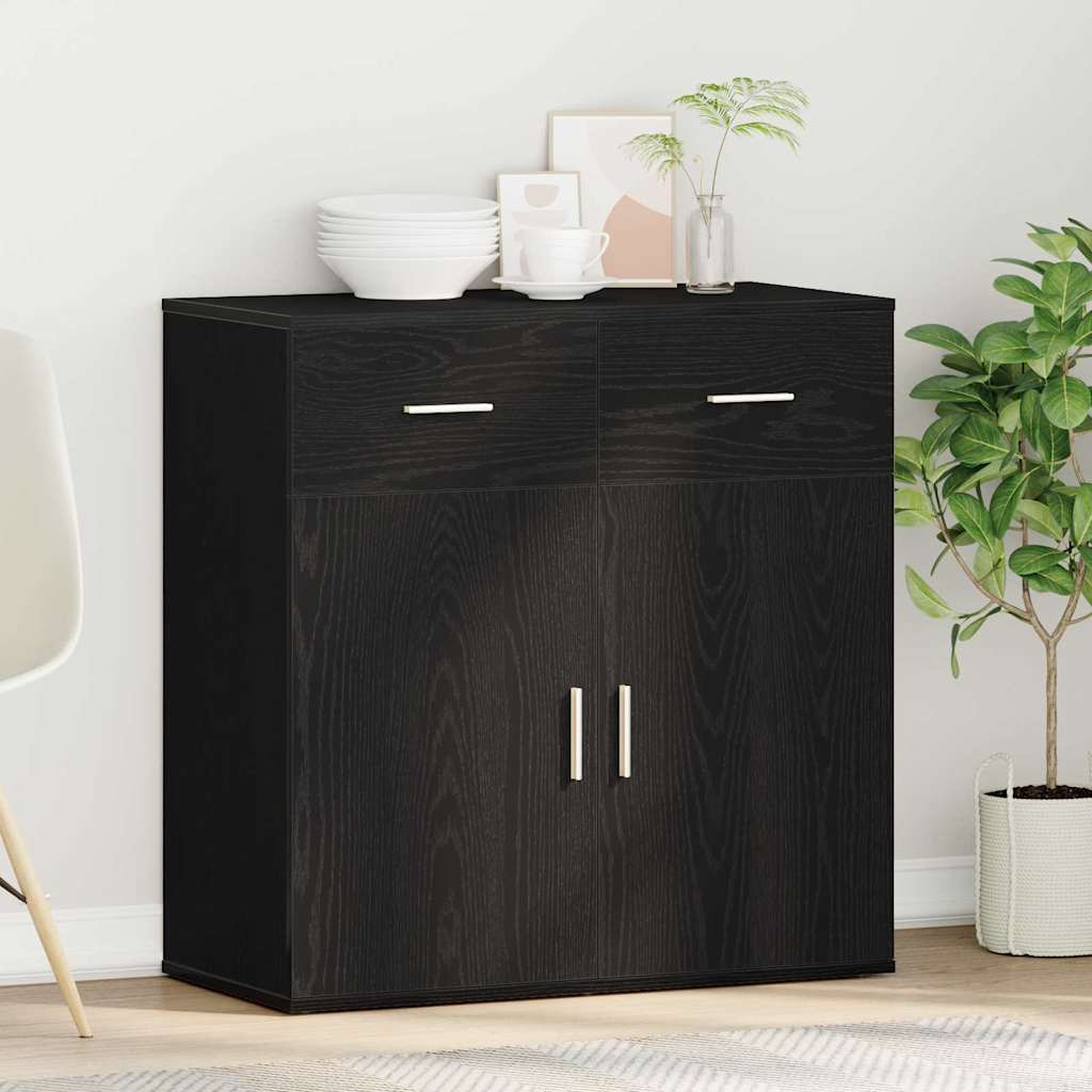 Serviesskap med skuff Svart Eik 78 x 38 x 80 cm Konstruert tre