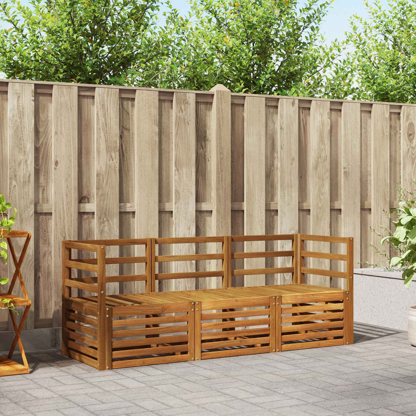 Sofasett 3 pcs Naturlig Solid akasietre