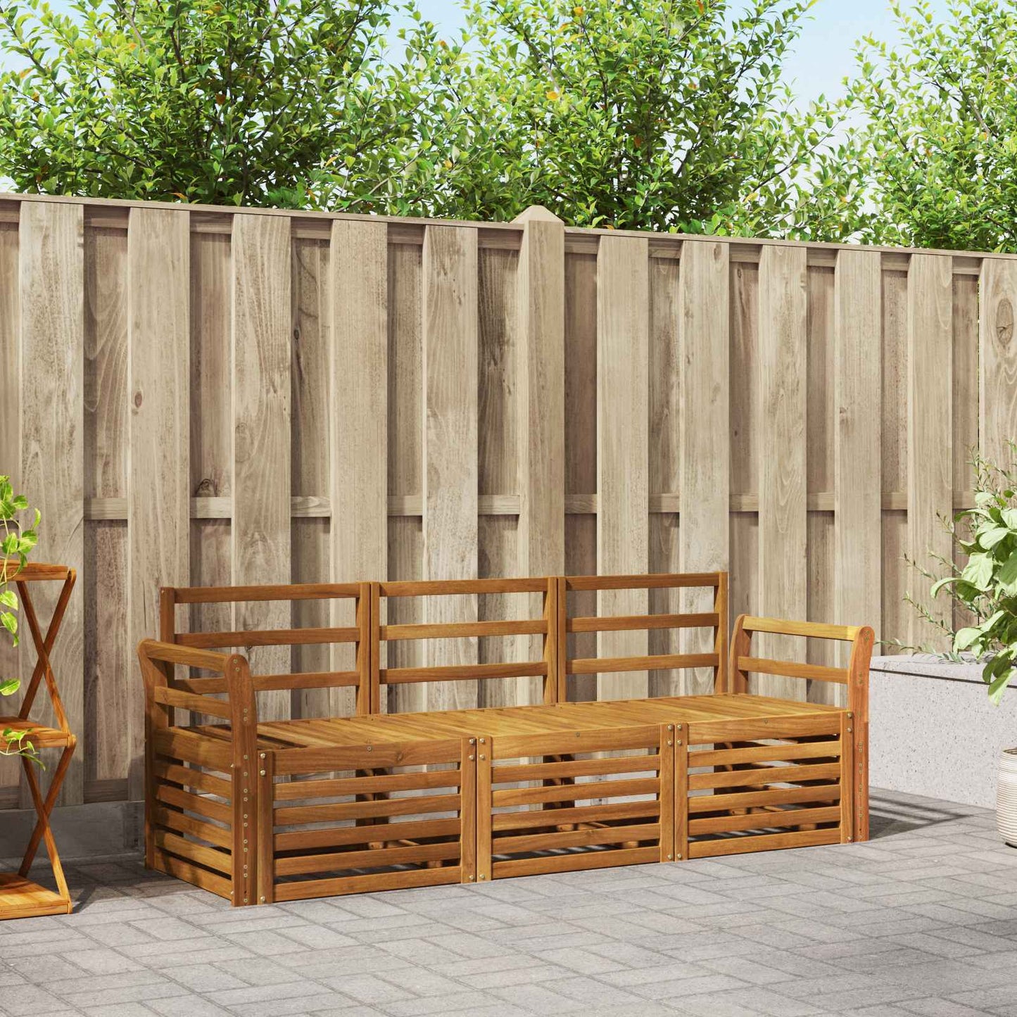 Sofasett 3 pcs Naturlig Solid akasietre
