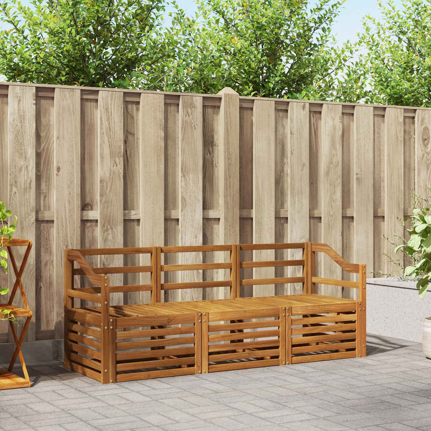 Sofasett 3 pcs Naturlig Solid akasietre