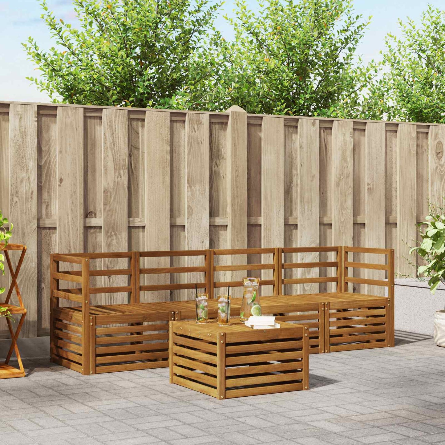Sofasett 5 pcs Naturlig Solid akasietre