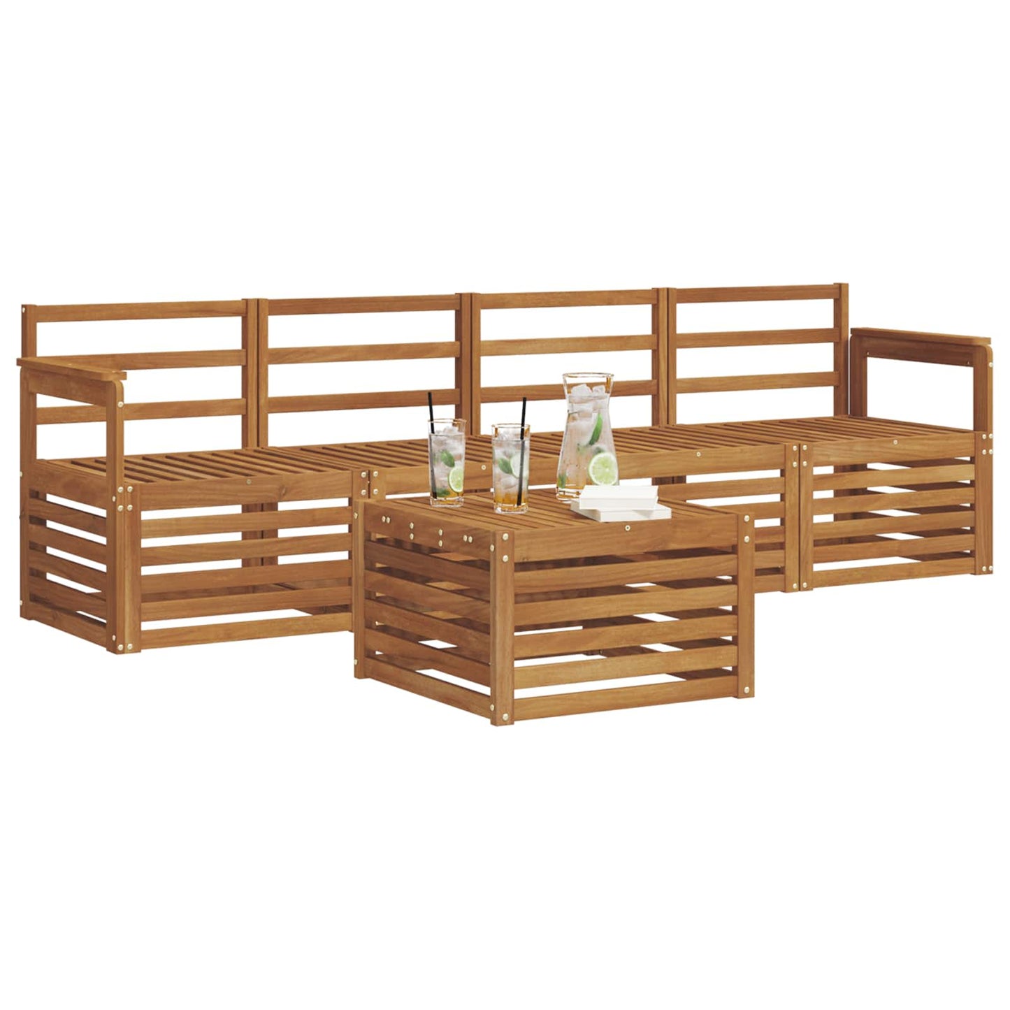 Sofasett 5 pcs Naturlig Solid akasietre