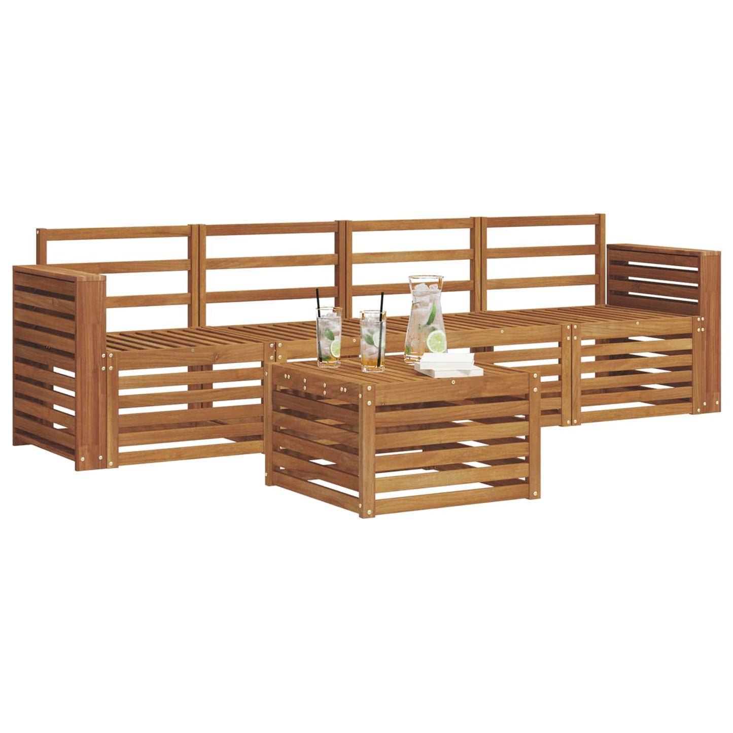 Sofasett 5 pcs Naturlig Solid akasietre