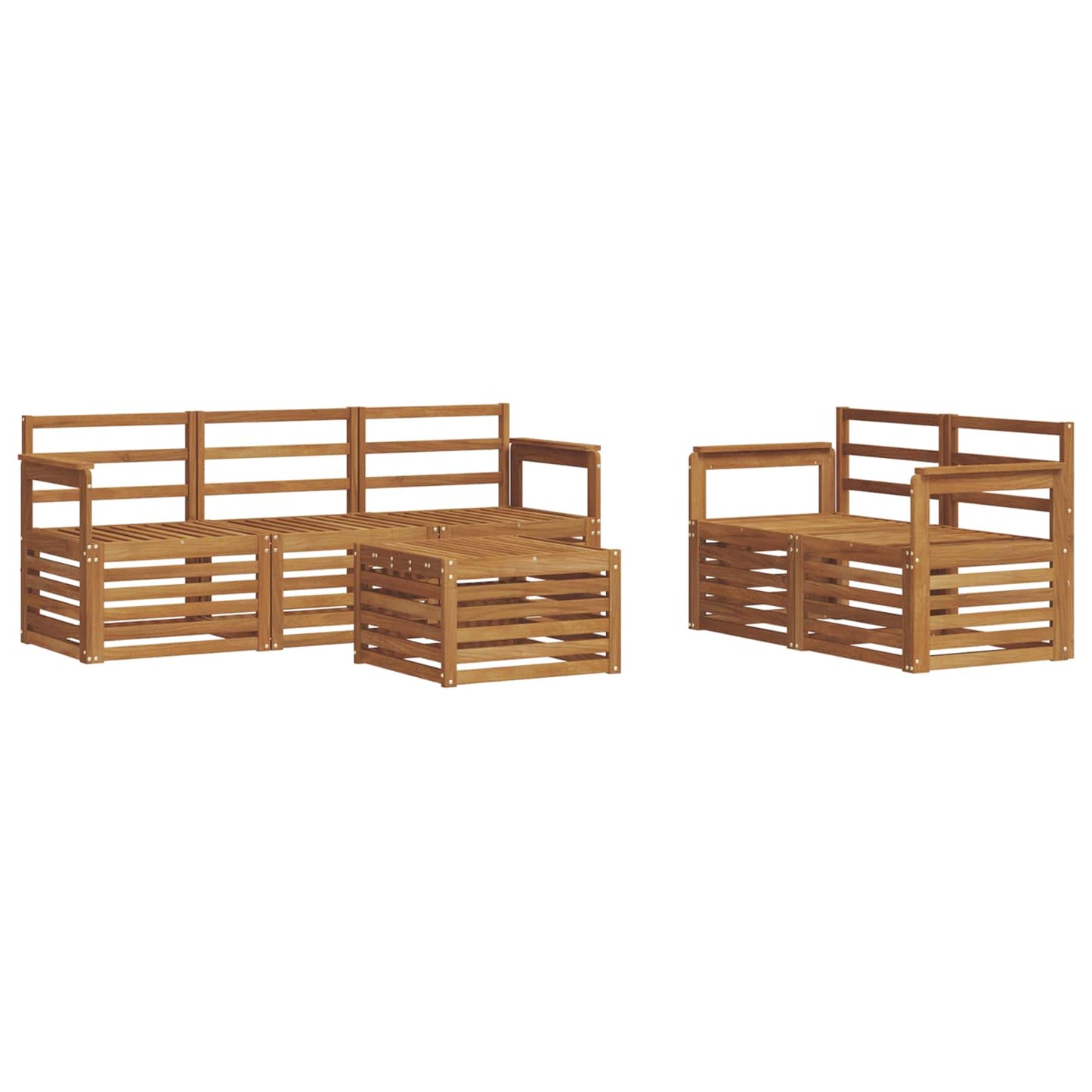 Sofasett 6 pcs Naturlig Solid akasietre