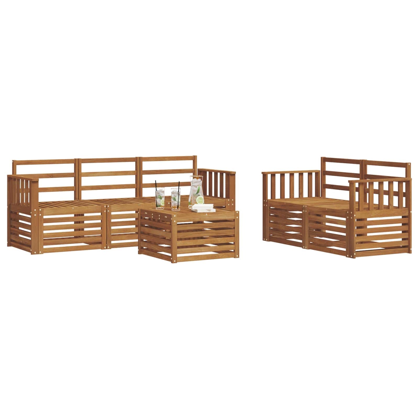 Sofasett 6 pcs Naturlig Solid akasietre
