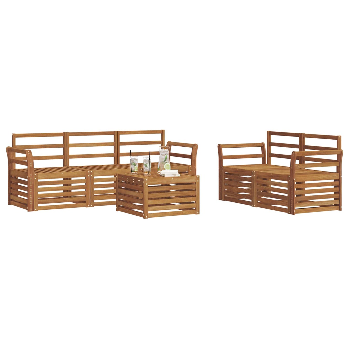Sofasett 6 pcs Naturlig Solid akasietre