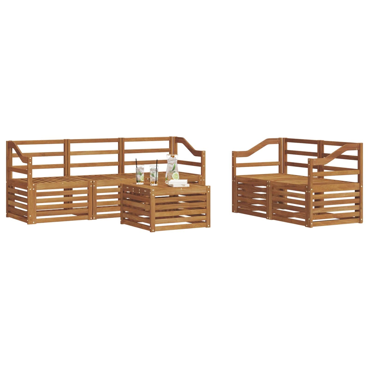 Sofasett 6 pcs Naturlig Solid akasietre