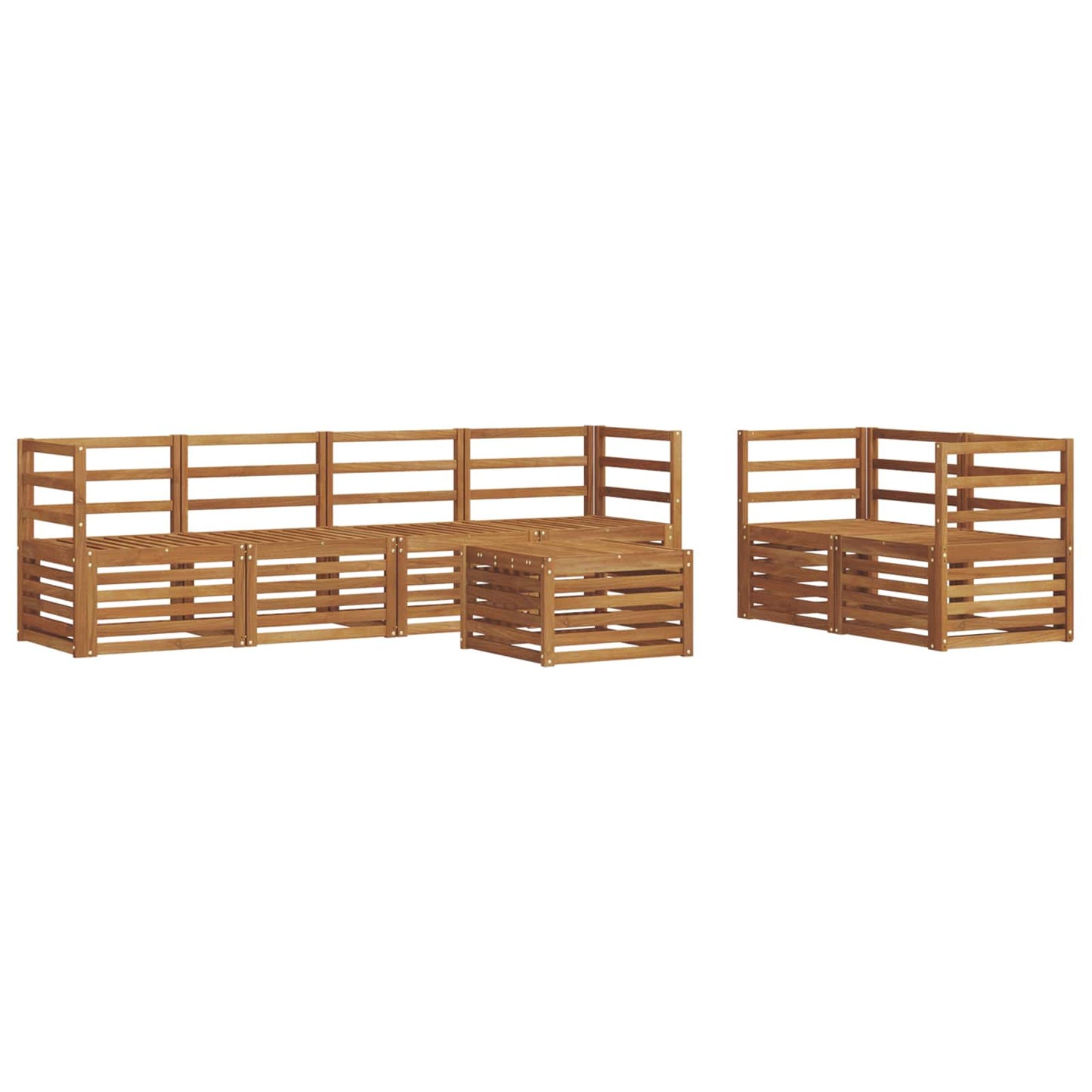 Utendørs sofa-sett 7 pcs Naturlig Solid akasietre