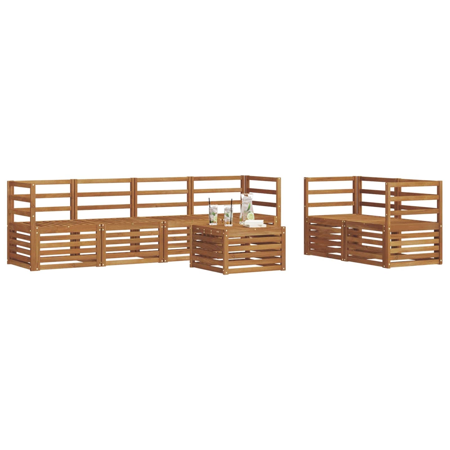 Utendørs sofa-sett 7 pcs Naturlig Solid akasietre