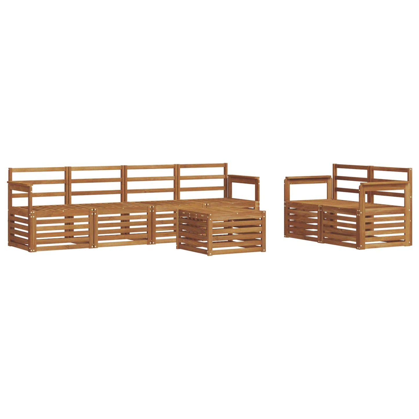 Utendørs sofa-sett 7 pcs Naturlig Solid akasietre