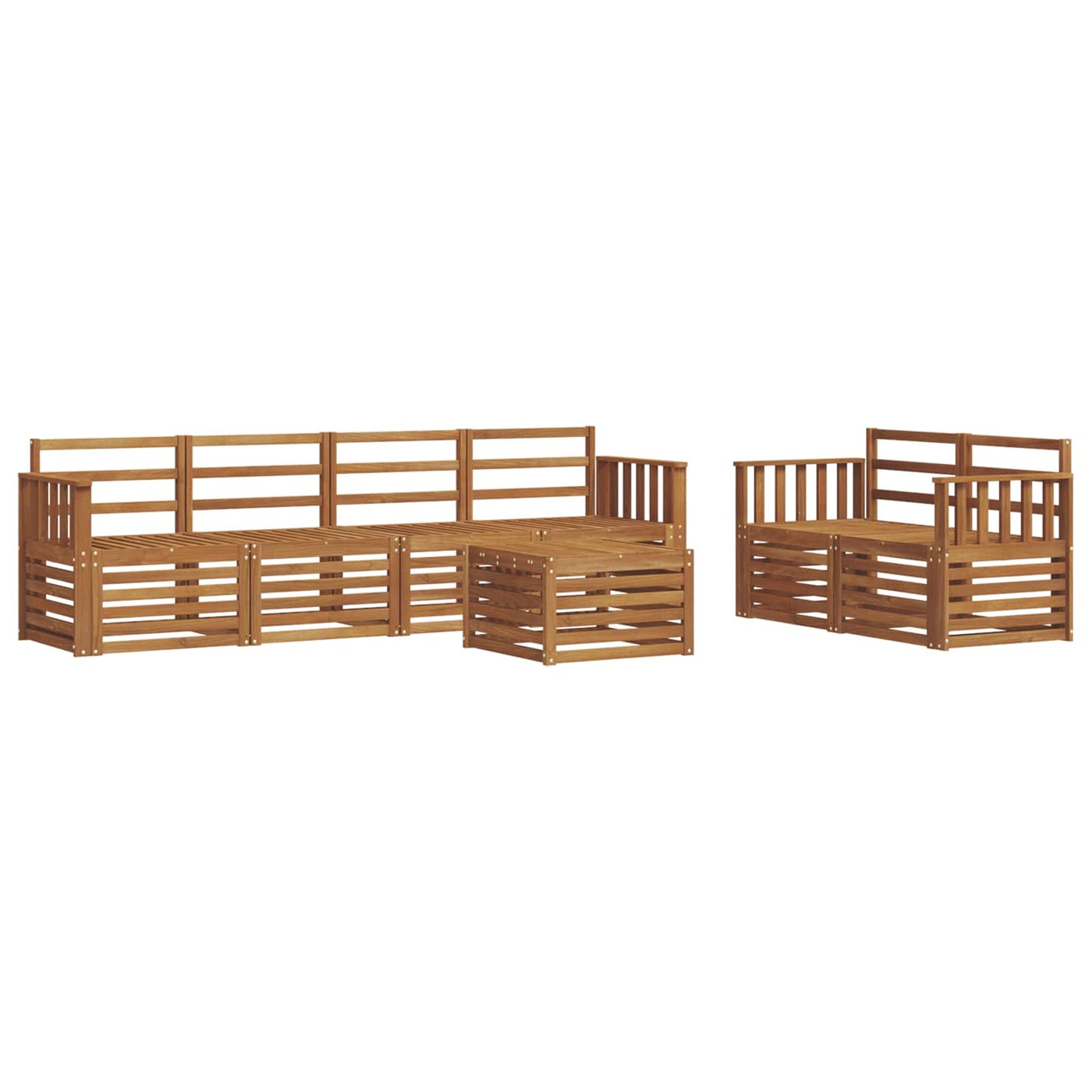 Utendørs sofa-sett 7 pcs Naturlig Solid akasietre