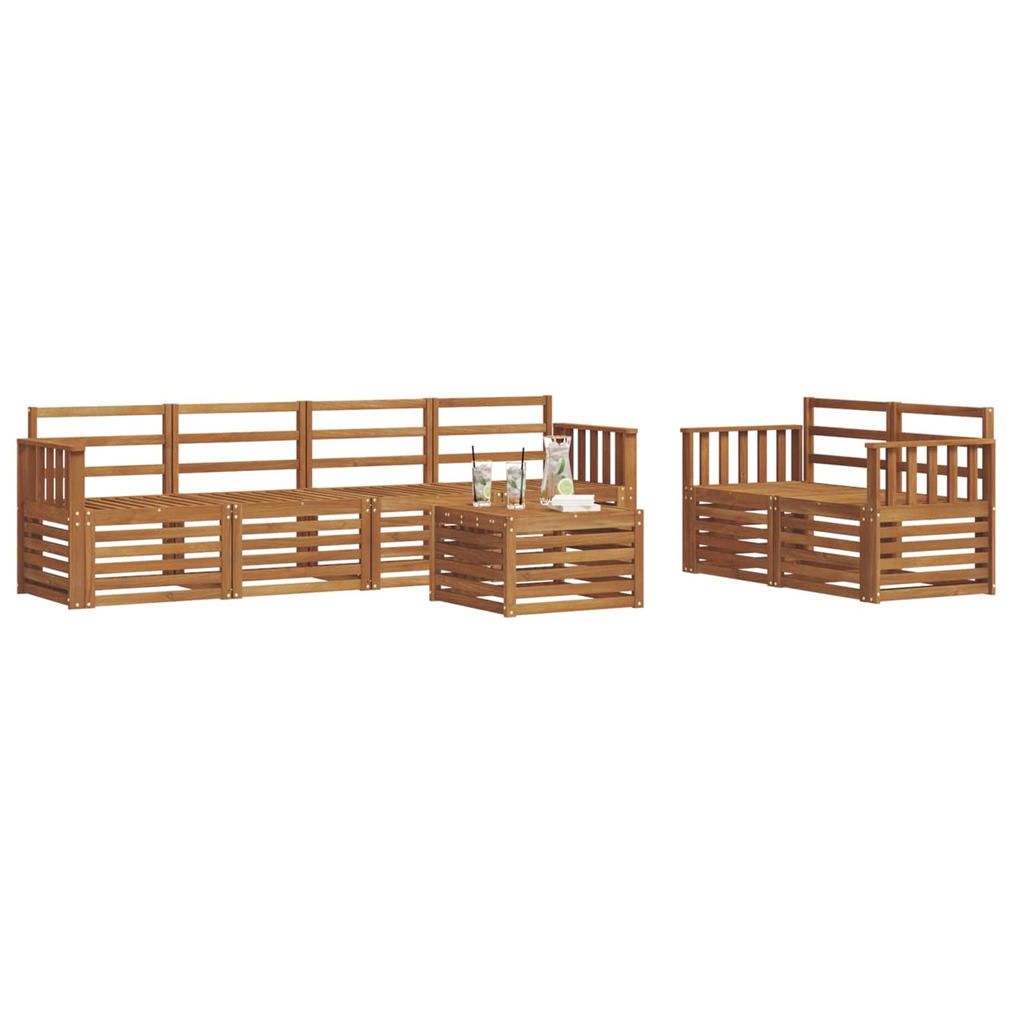 Utendørs sofa-sett 7 pcs Naturlig Solid akasietre