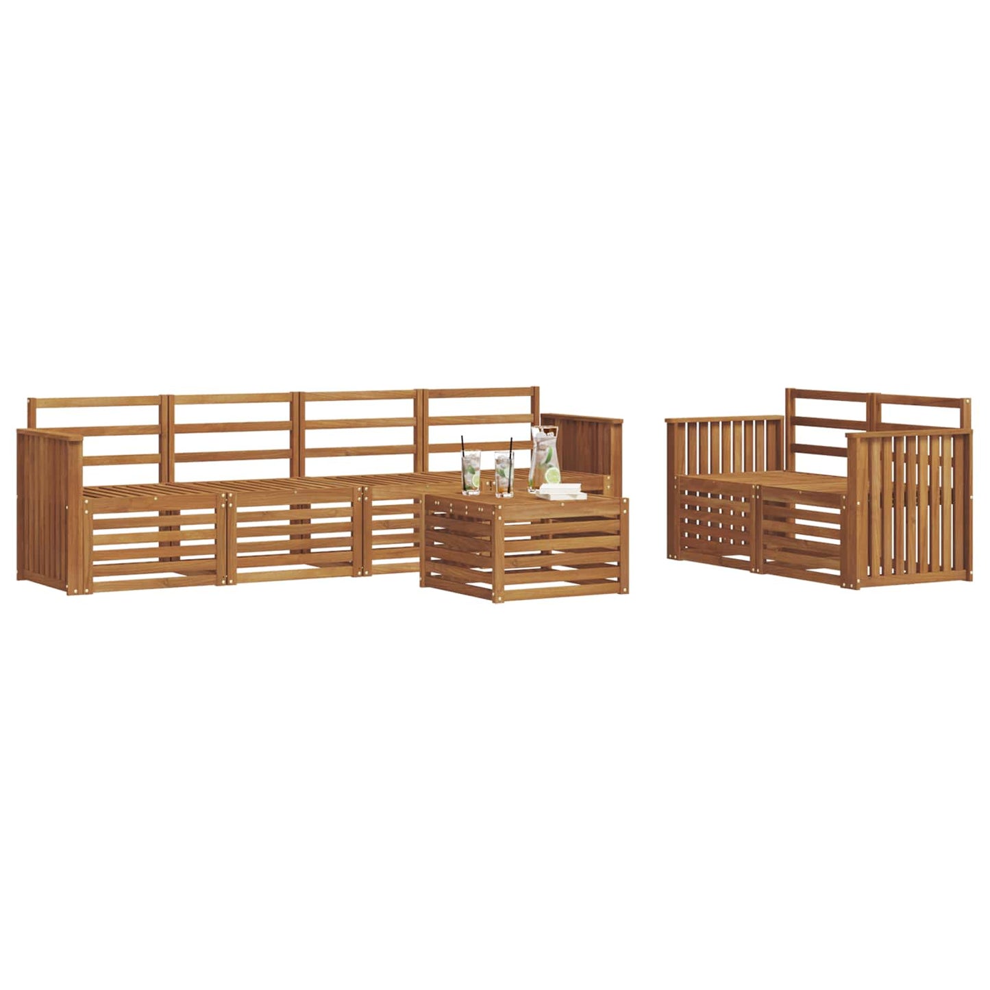 Utendørs sofa-sett 7 pcs Naturlig Solid akasietre
