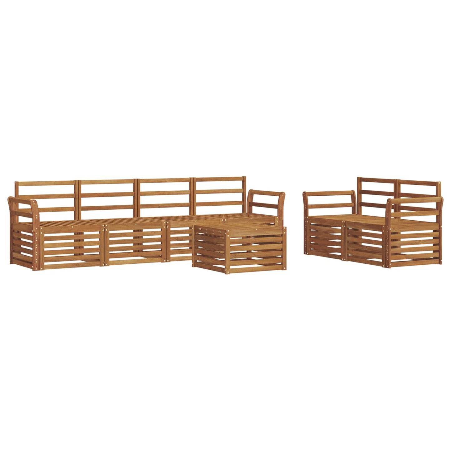 Utendørs sofa-sett 7 pcs Naturlig Solid akasietre