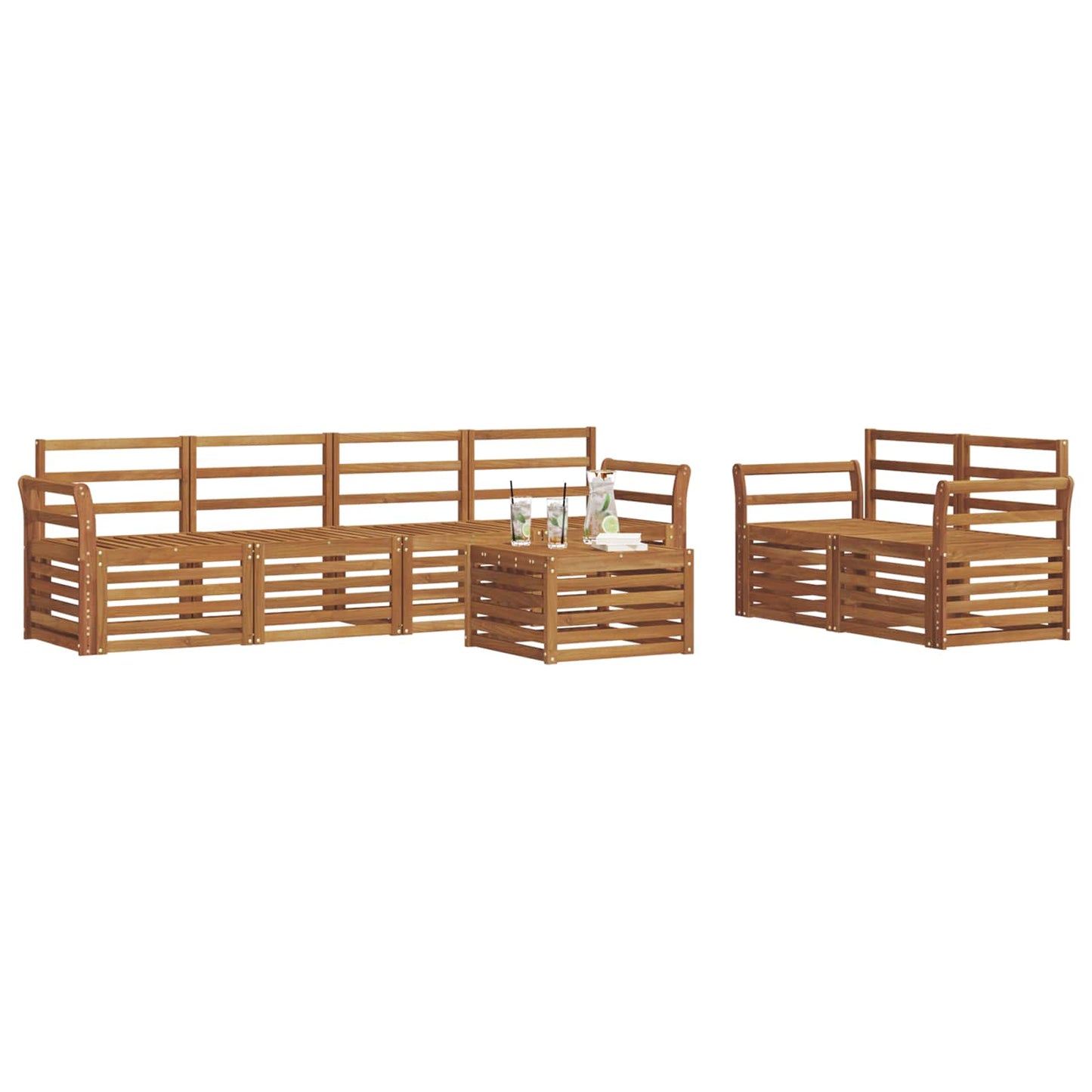 Utendørs sofa-sett 7 pcs Naturlig Solid akasietre