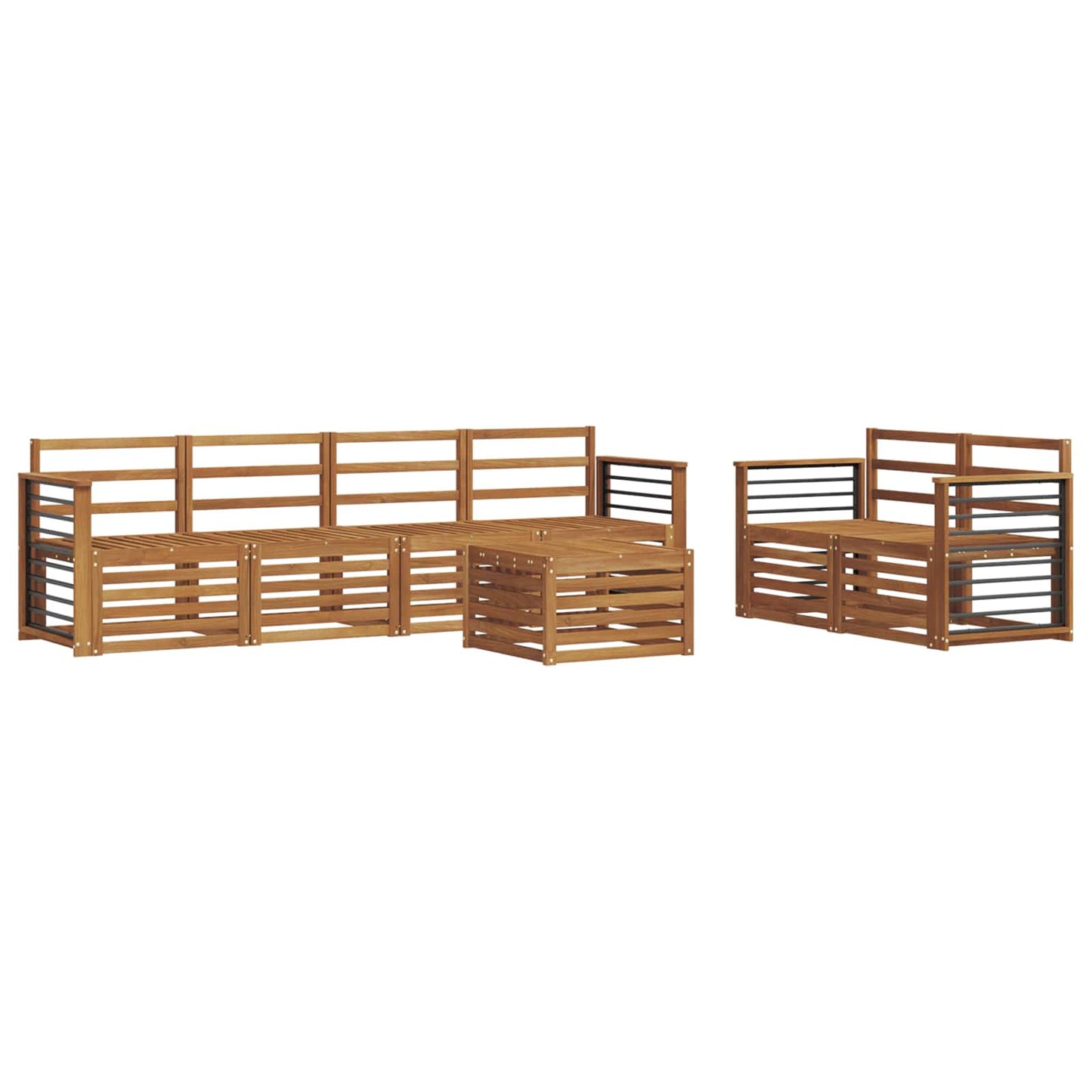 Sofasett 7 pcs Naturlig Solid akasietre