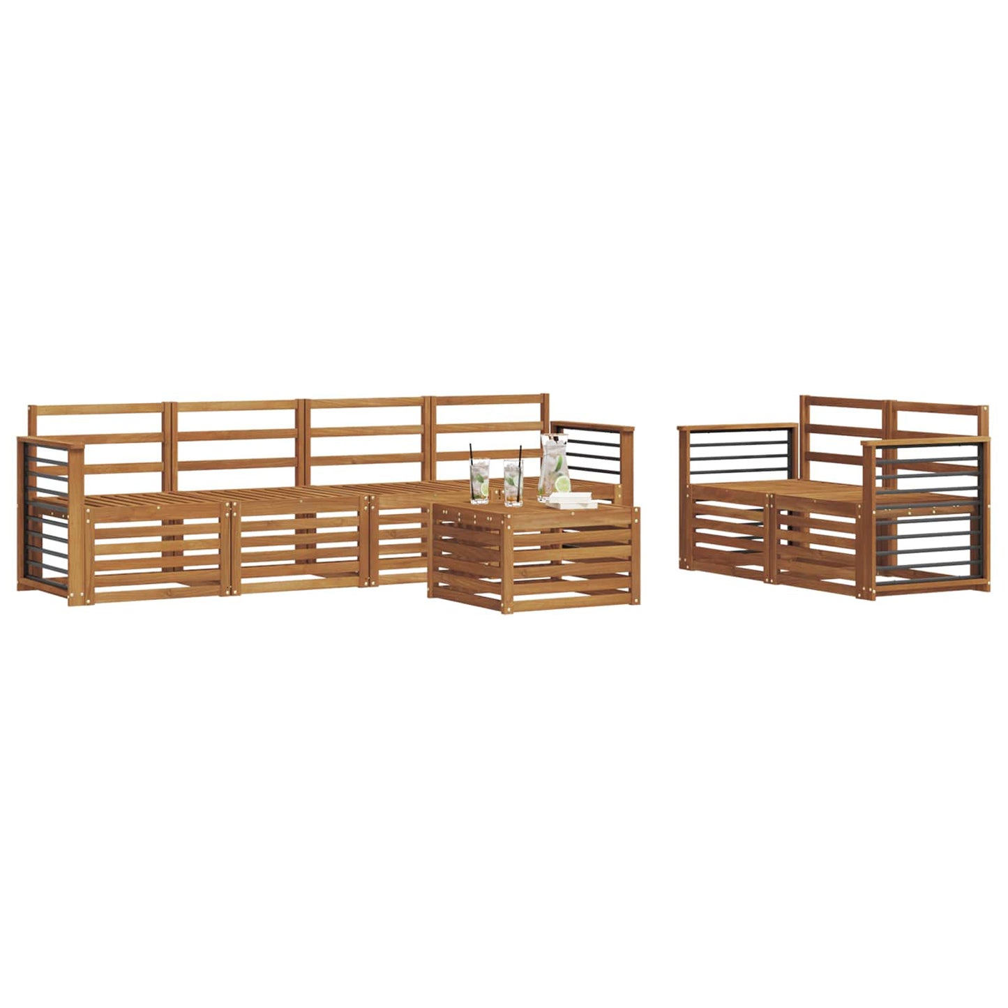 Sofasett 7 pcs Naturlig Solid akasietre