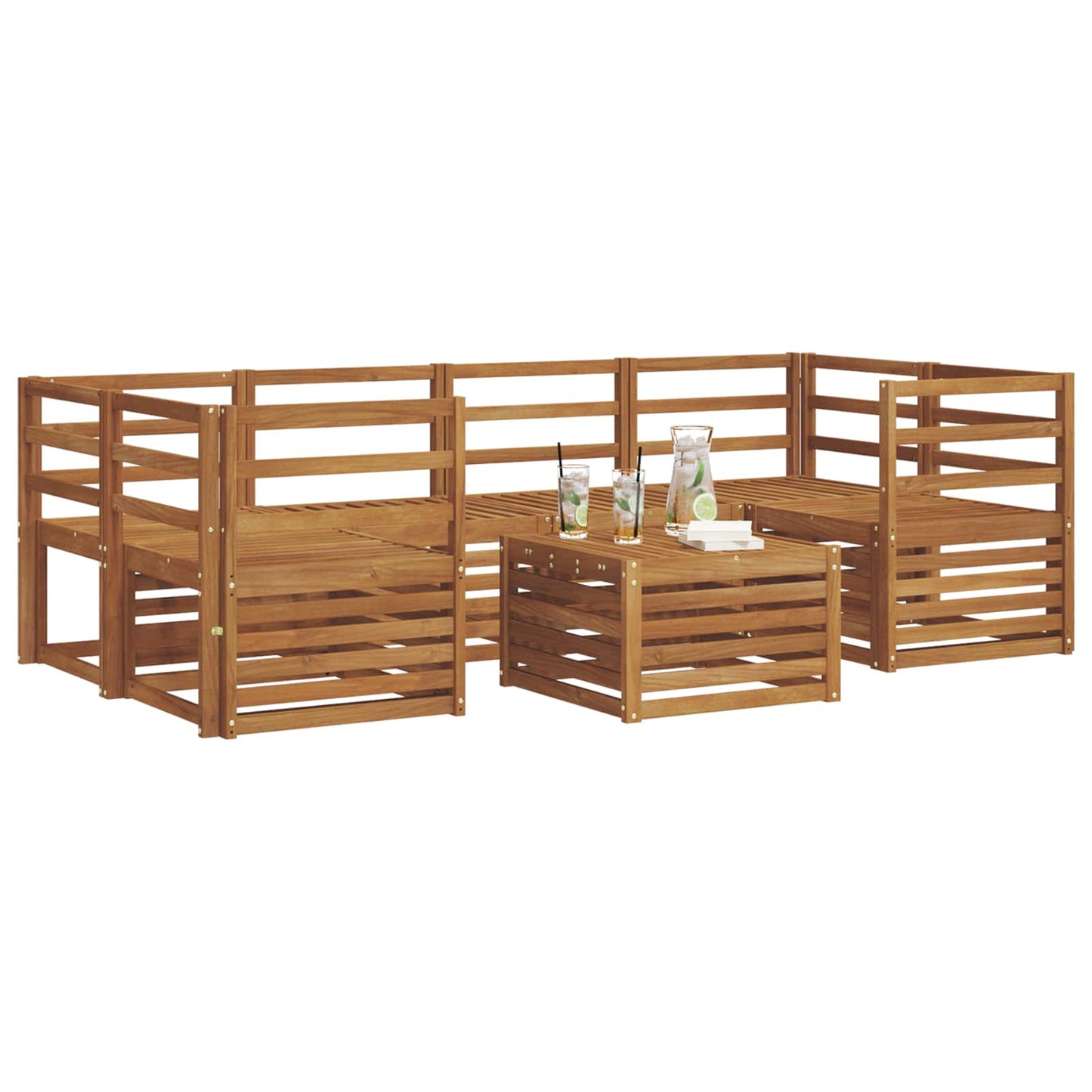 Utendørs sofa-sett 7 pcs Naturlig Solid akasietre