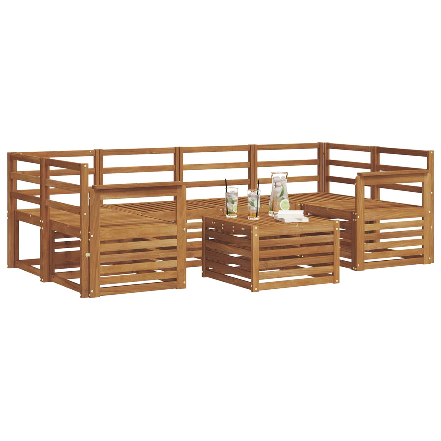 Utendørs sofa-sett 7 pcs Naturlig Solid akasietre