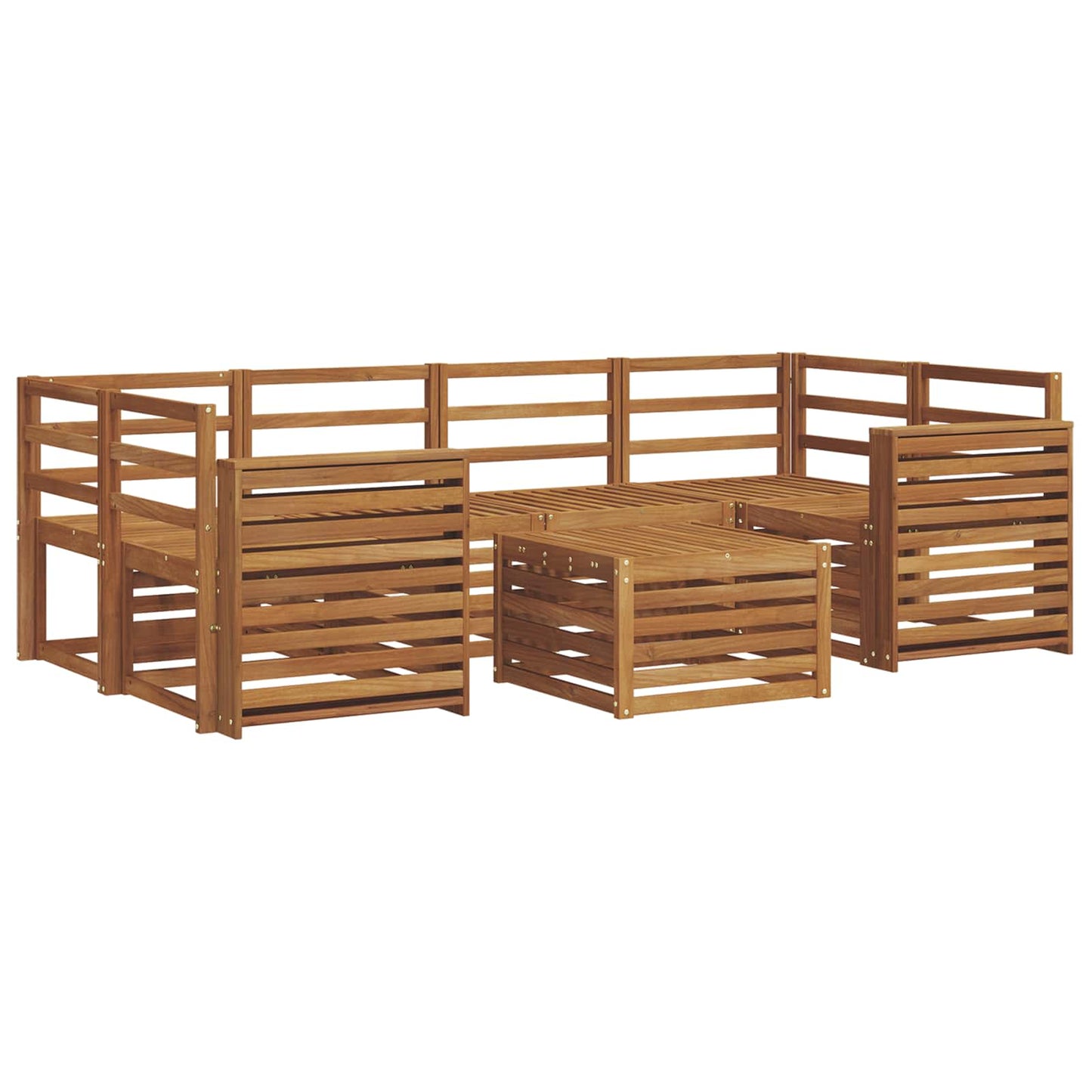 Utendørs sofa-sett 7 pcs Naturlig Solid akasietre