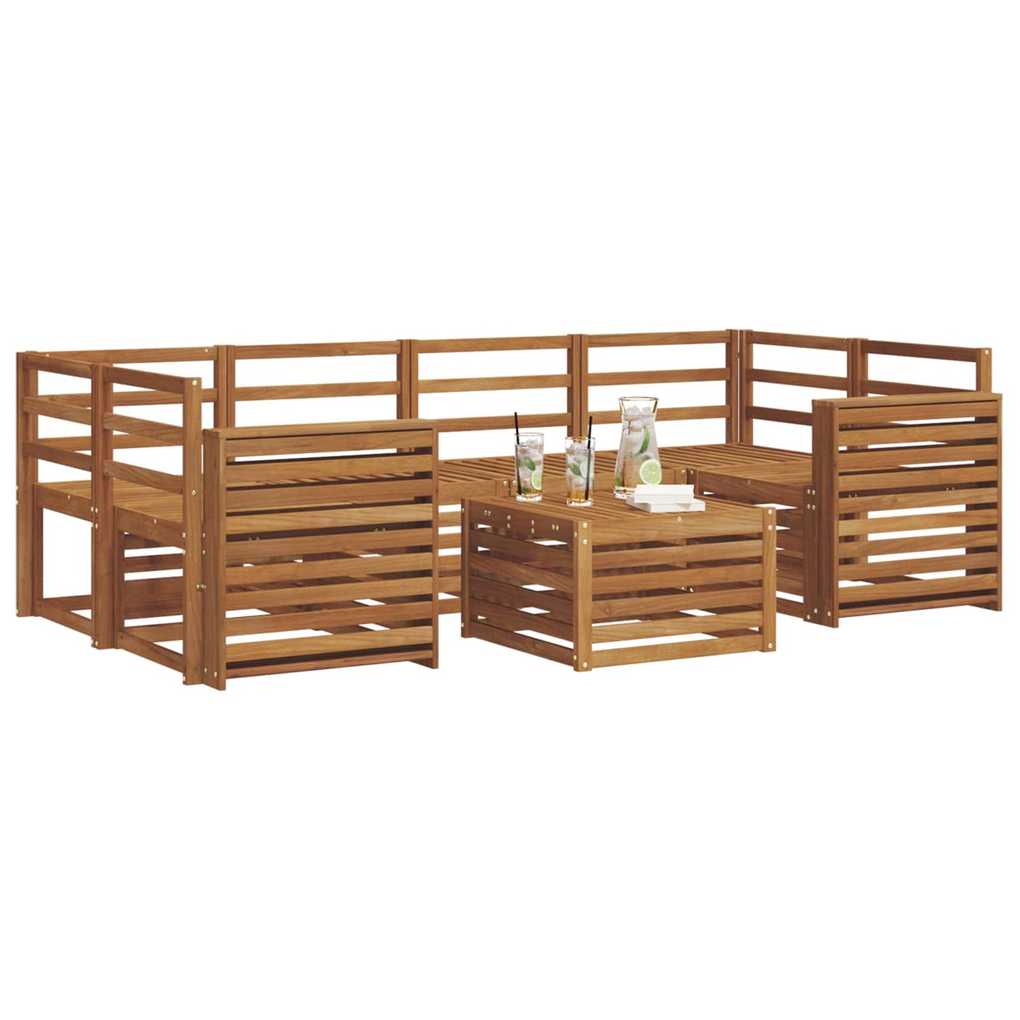 Utendørs sofa-sett 7 pcs Naturlig Solid akasietre