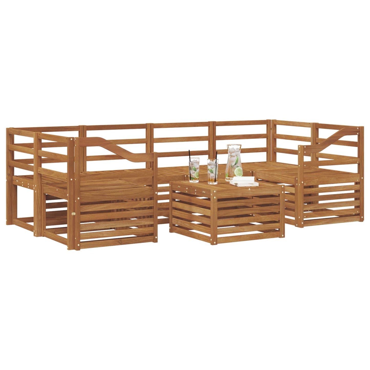 Utendørs sofa-sett 7 pcs Naturlig Solid akasietre