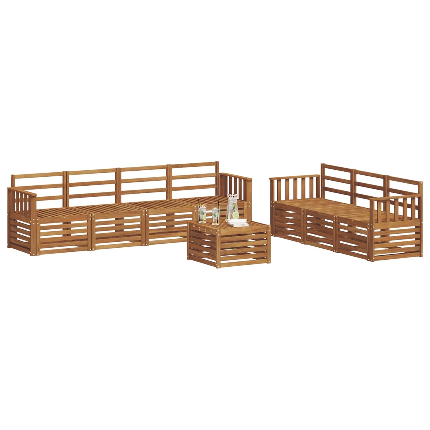 Sofasett 8 pcs Naturlig Solid akasietre vidaXL