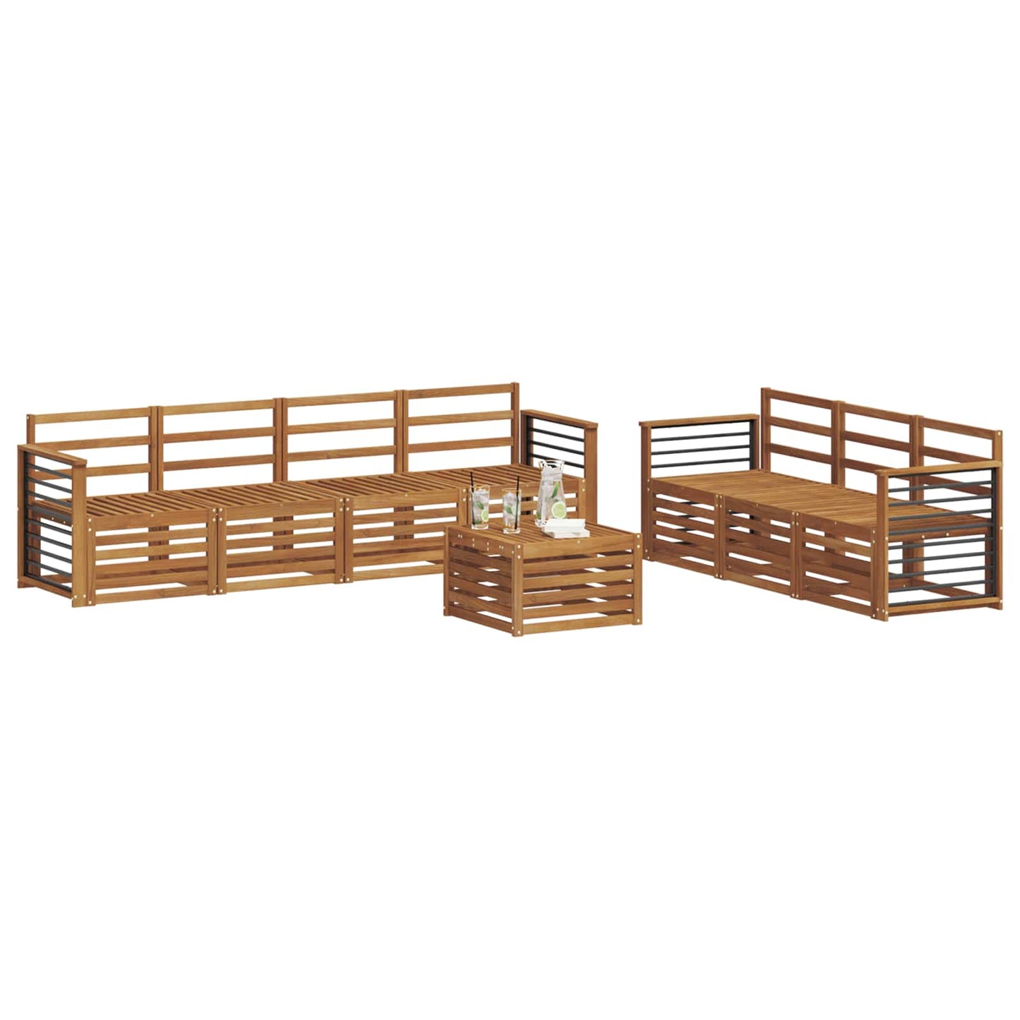 Sofasett 8 pcs Naturlig Solid akasietre vidaXL