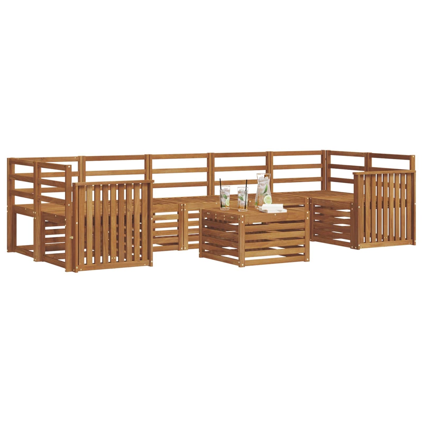 Sofasett 8 pcs Naturlig Solid akasietre vidaXL