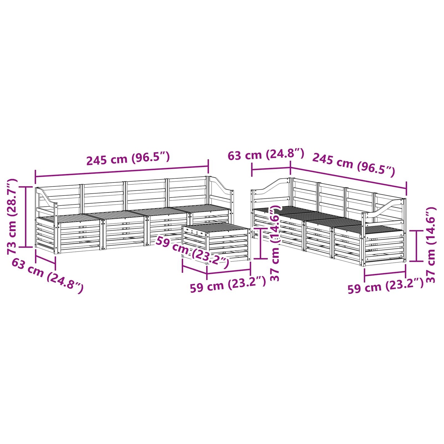 Sofasett 9 pcs Naturlig Solid akasietre vidaXL