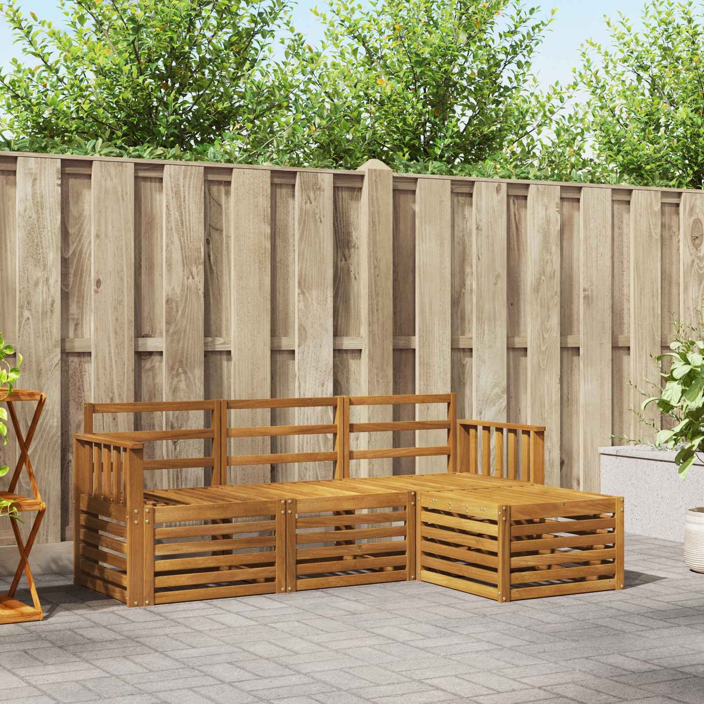 Sofasett 4 pcs Naturlig Solid akasietre vidaXL