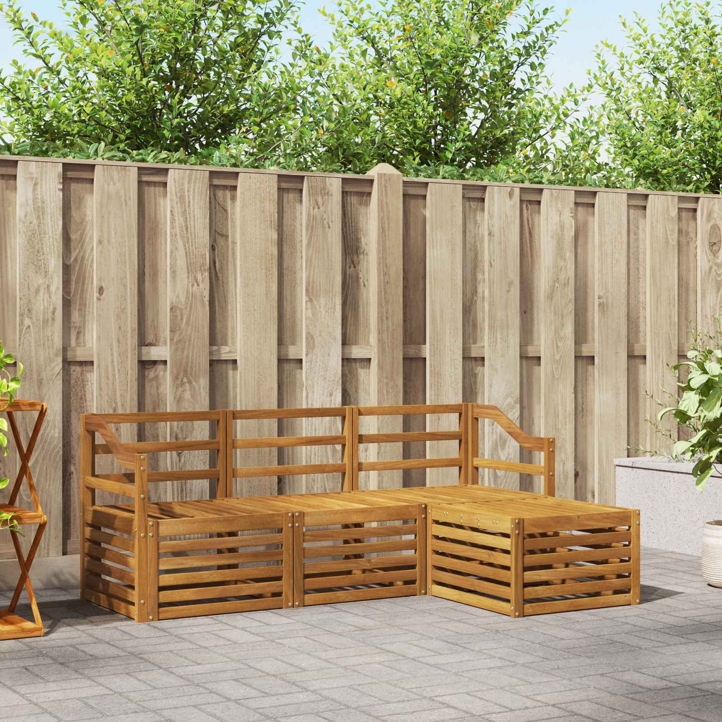 Sofasett 4 pcs Naturlig Solid akasietre vidaXL
