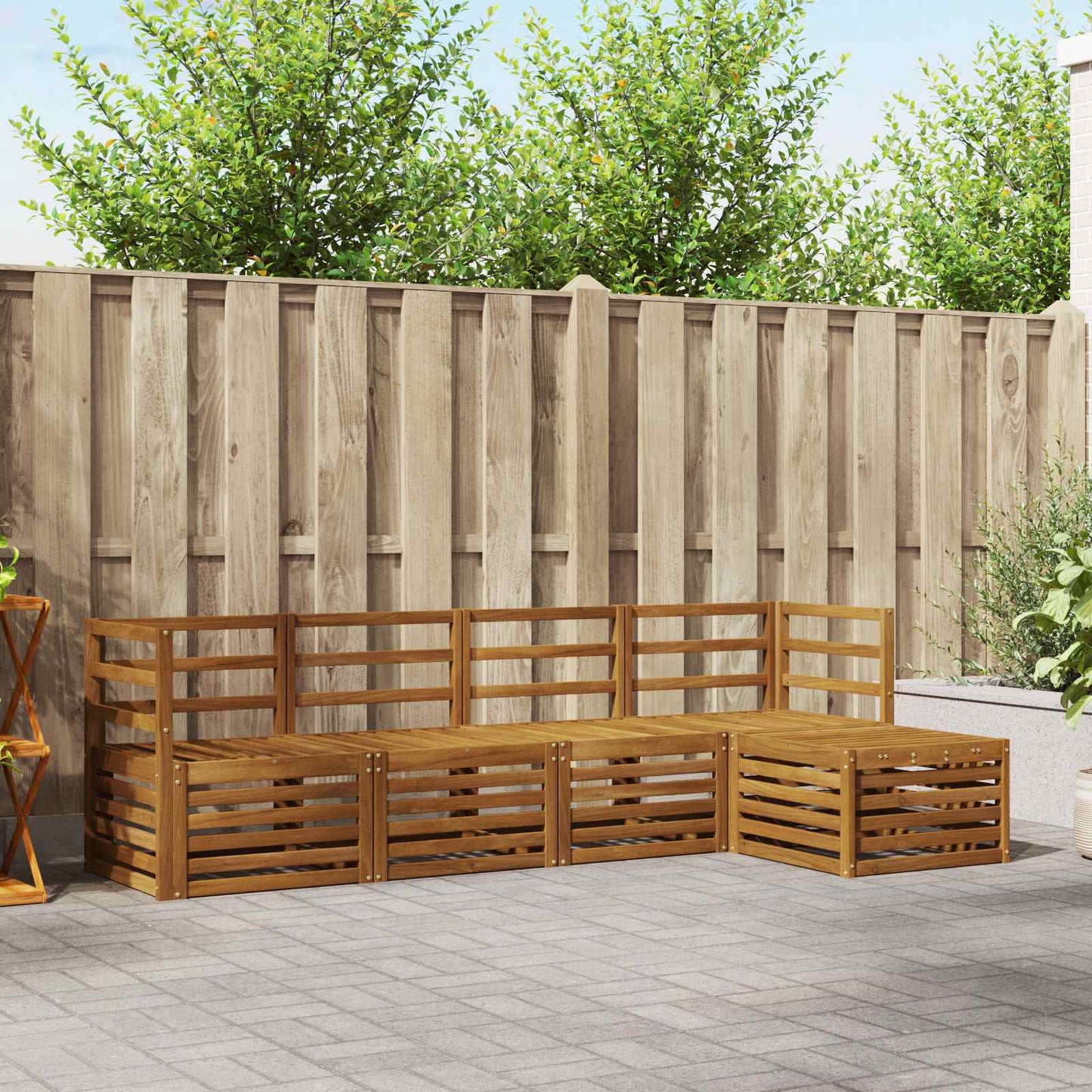 Utendørs sofa-sett 5 pcs Naturlig