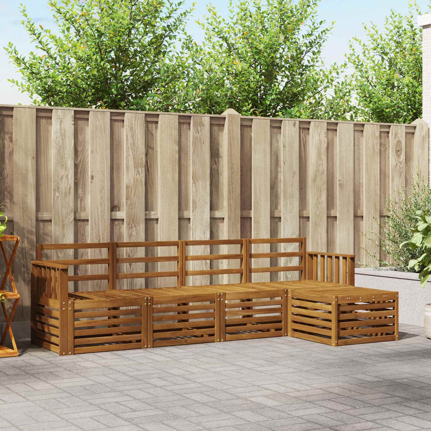 Utendørs sofa-sett 5 pcs Naturlig