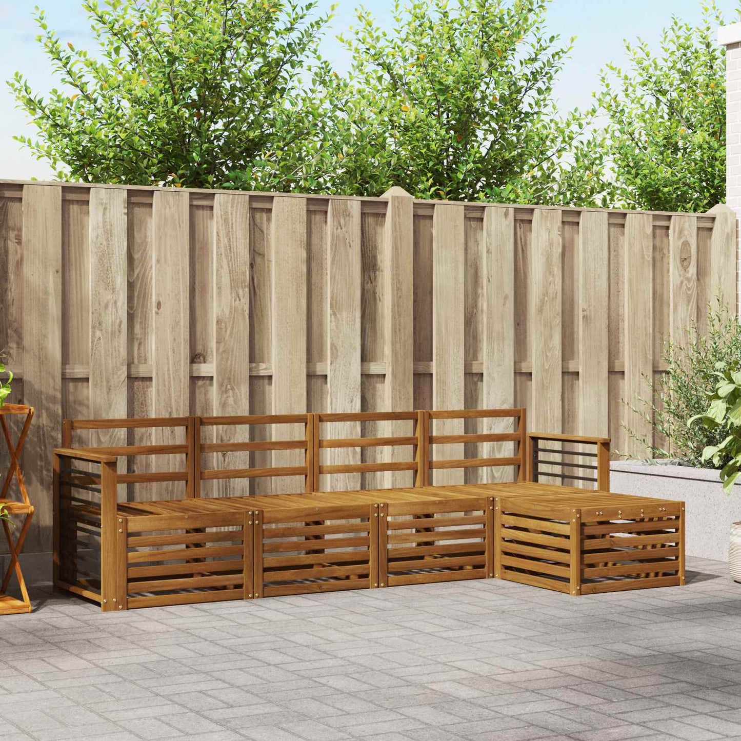 Sofasett 5 pcs Naturlig Solid akasietre