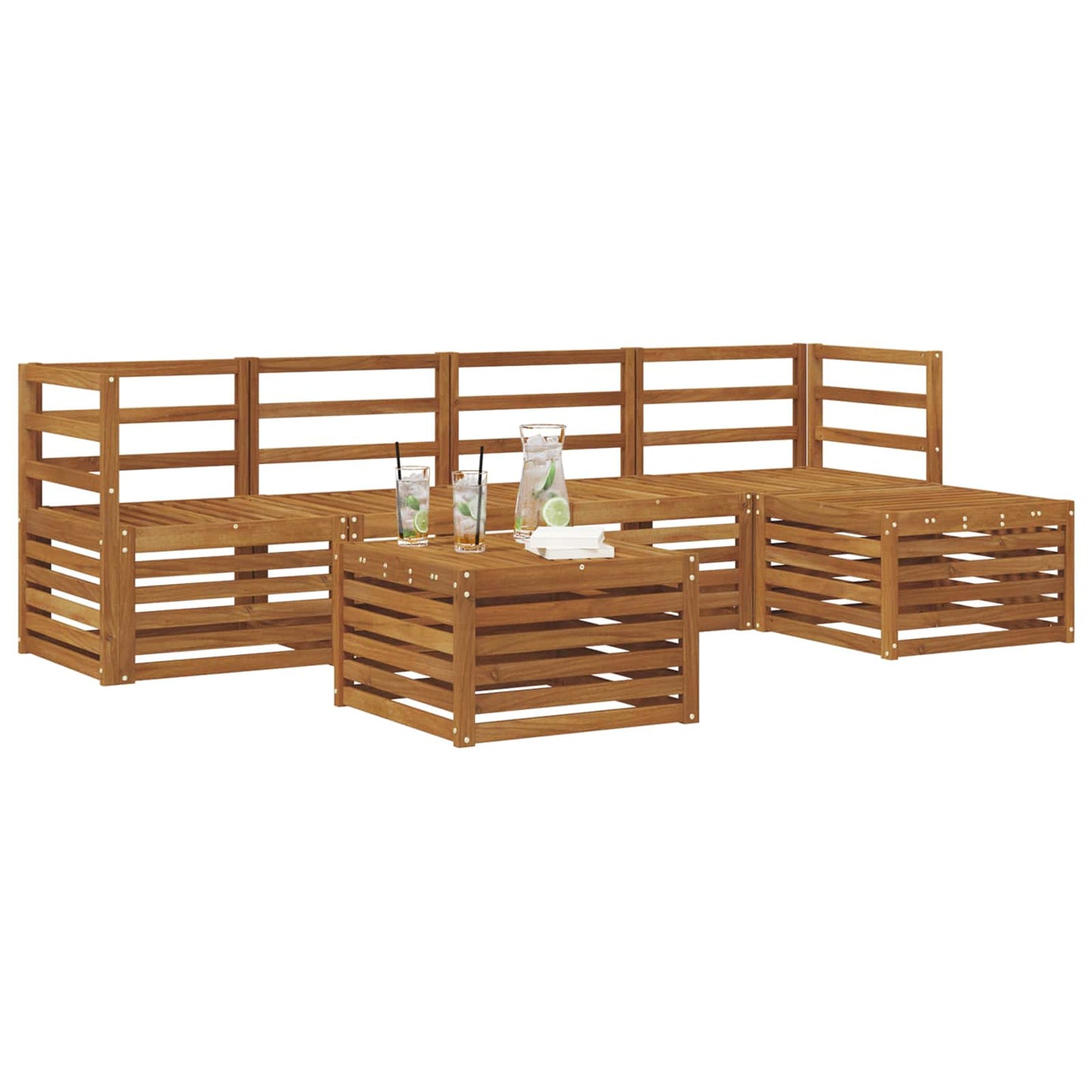 Sofasett 6 pcs Naturlig Solid akasietre vidaXL