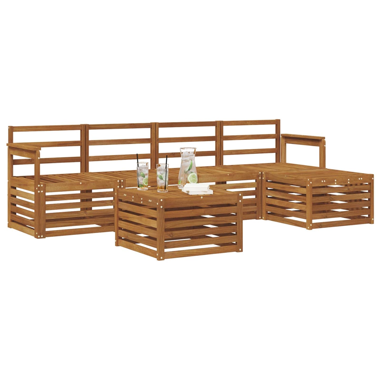 Sofasett 6 pcs Naturlig Solid akasietre vidaXL