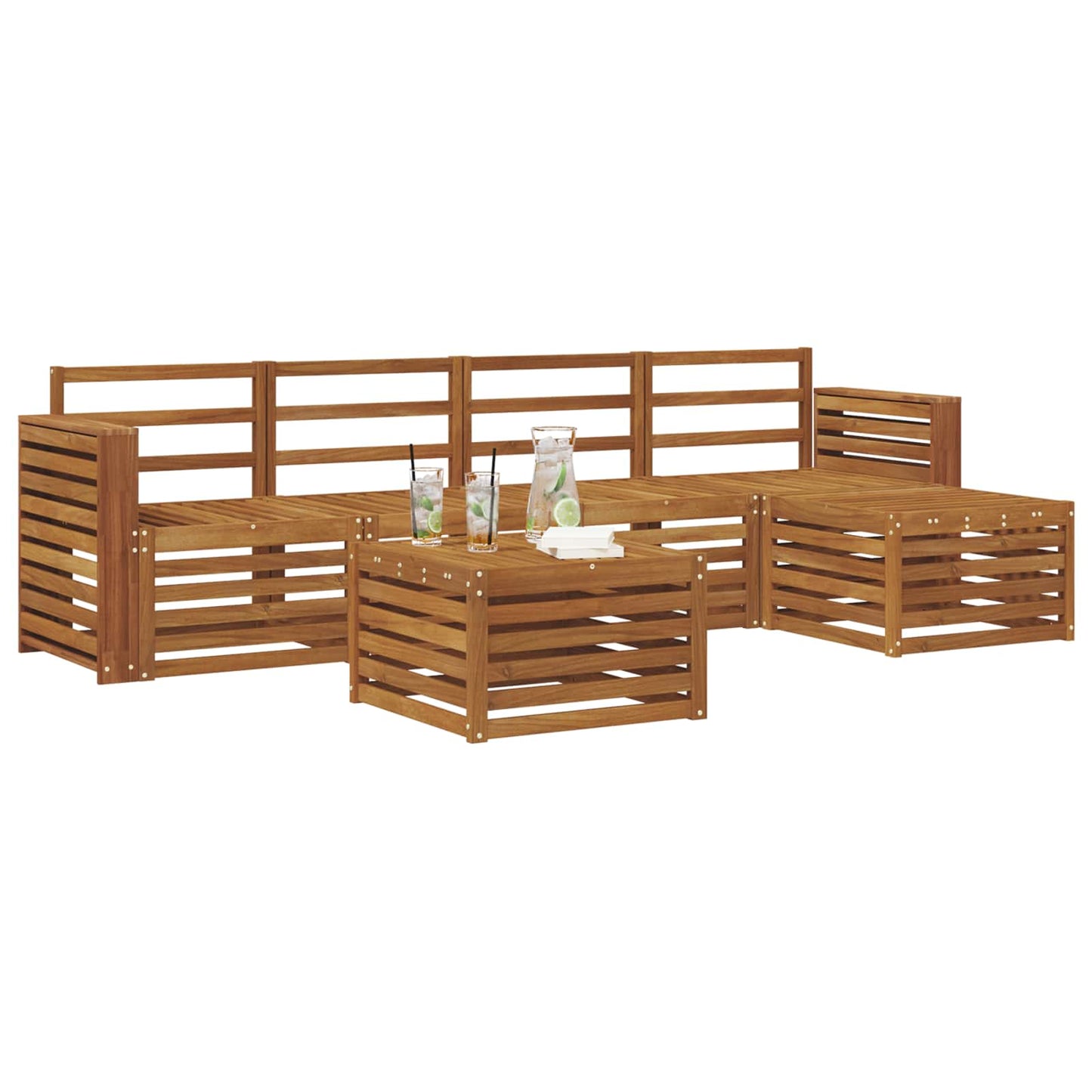 Sofasett 6 pcs Naturlig Solid akasietre vidaXL