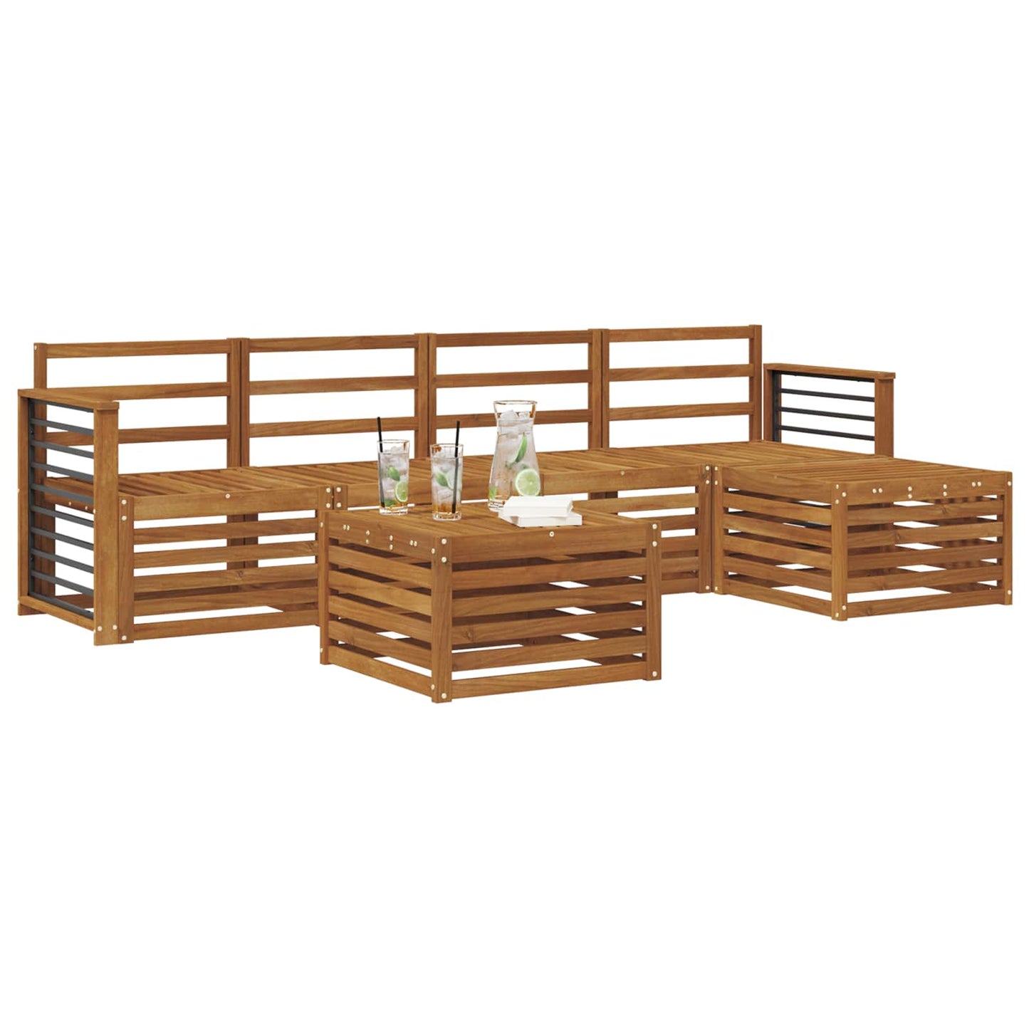 Sofasett 6 pcs Naturlig Solid akasietre vidaXL