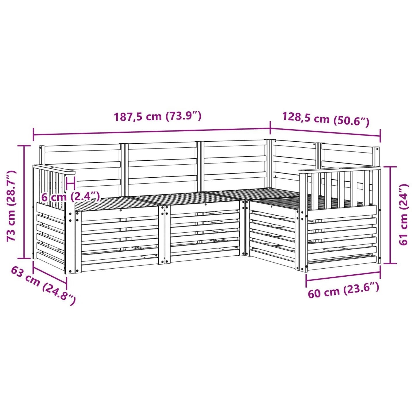 Sofasett 4 pcs Naturlig Solid akasietre vidaXL
