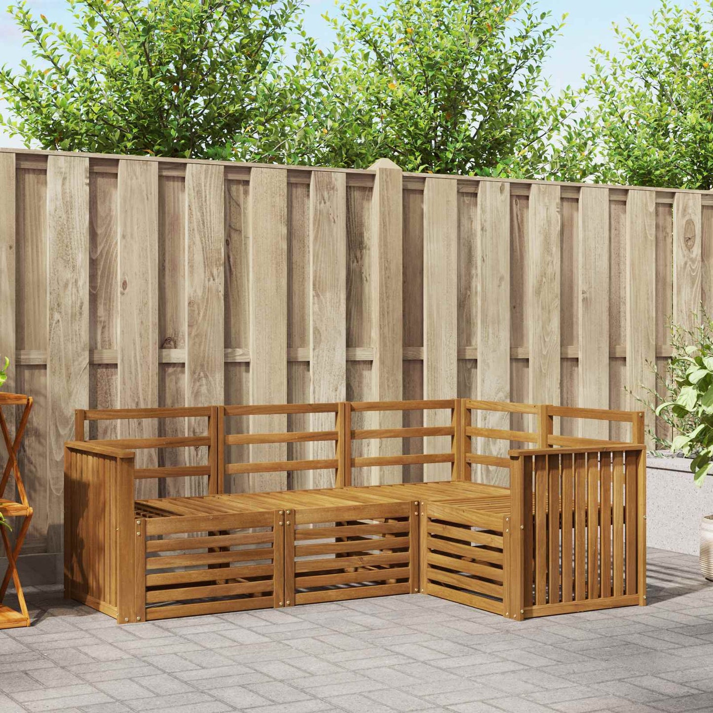Sofasett 4 pcs Naturlig Solid akasietre vidaXL