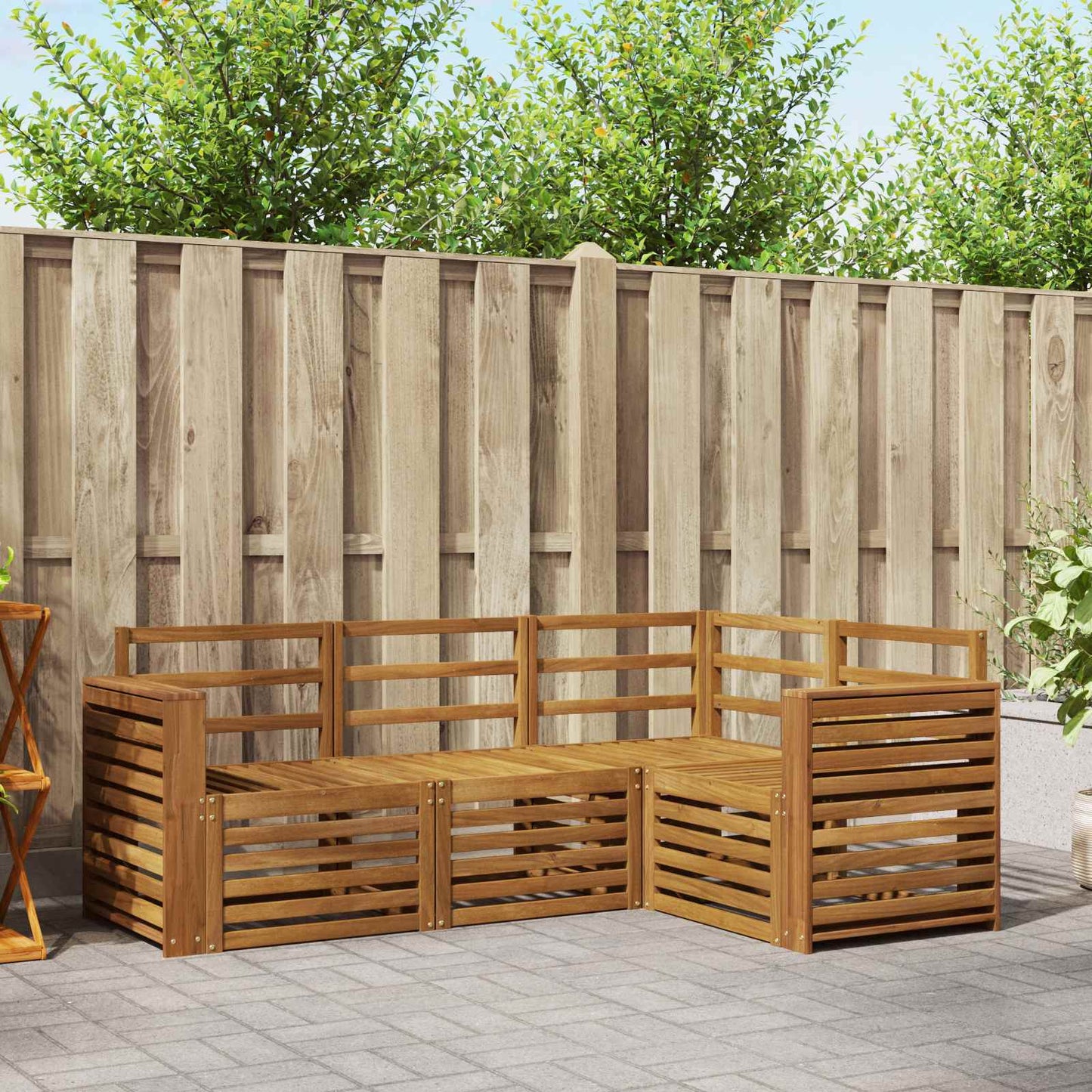 Sofasett 4 pcs Naturlig Solid akasietre vidaXL