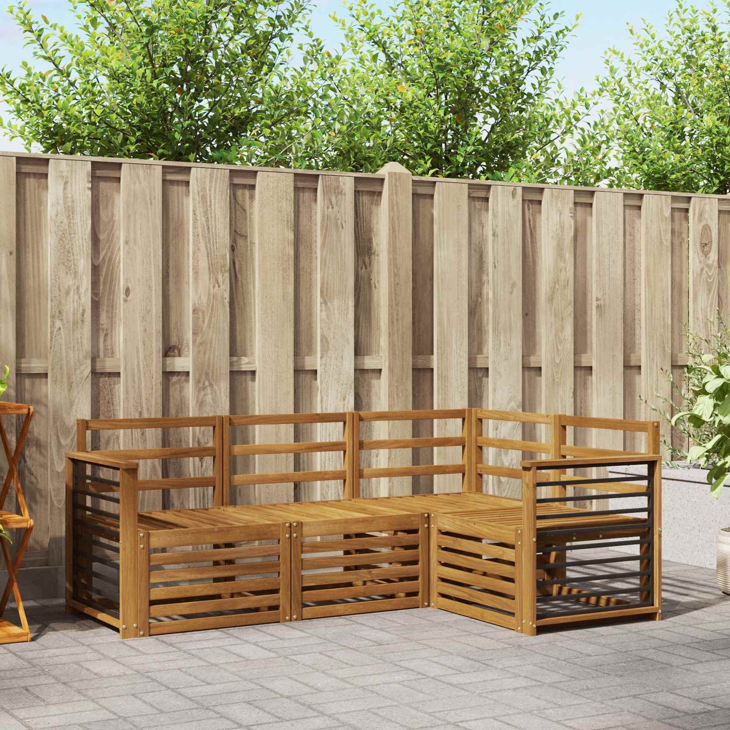 Sofasett 4 pcs Naturlig Solid akasietre vidaXL